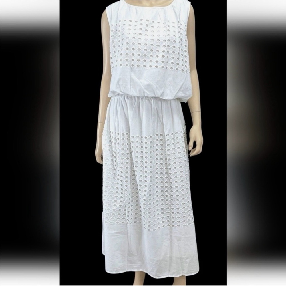 Summer Ready! NWT JENNIFER & GRACE New Eyelet 2Pc Set in White- size large